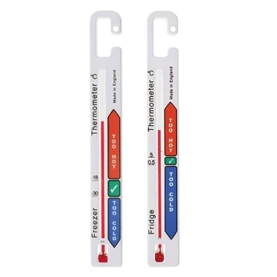 Immagine di Set di termometri verticali per frigorifero/freezer con zone temperatura sicure a colori, 2 pezzi