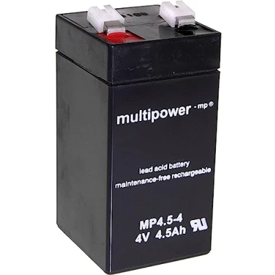 Immagine di multipower MP4,5 4 A960445 Batteria al Piombo V 4.5 Ah AGM (L x A P) 48 100 52 mm Spina piatta 6,35 Esente da manutenzione, Bassa autoscarica