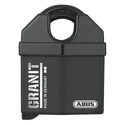 Immagine di ABUS Lucchetto in granito 37/60#SZP per uso esterno con scheda di sicurezza e chiave luce LED acciaio speciale temprato Livello 10 Nero