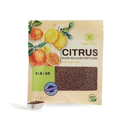 Immagine di R&amp;R SHOP Fertilizzante Biologico per Agrumi, Alimento Organico Completo, a rilascio lento, perfetto Limoni, Arance, Mandarini, Pompelmi e Cedri da Interno ed Esterno 150GR