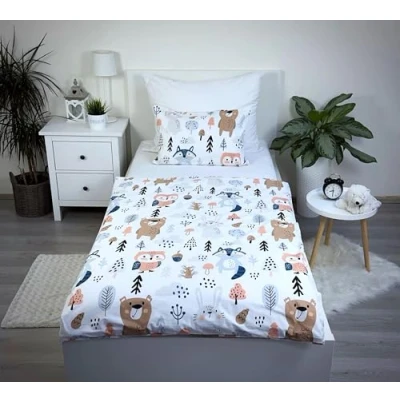 Immagine di Theonoi Biancheria da letto per bambini e bambine, set completo di copripiumino 100 x 135 cm federa 40 60 cm, in cotone Öko Tex Standard ragazzi ragazze (animali della foresta)
