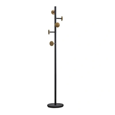 Immagine di Balvi Shiitake Appendiabiti con 5 Ganci. Colore: Nero e Legno. Altezza: 174 Centimetri. per appende