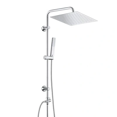Immagine di Görbach Colonna Doccia acciaio INOX Senza Miscelatore Fori Muro Regolabili Set a Pioggia Con Soffione in 30 * quadrato