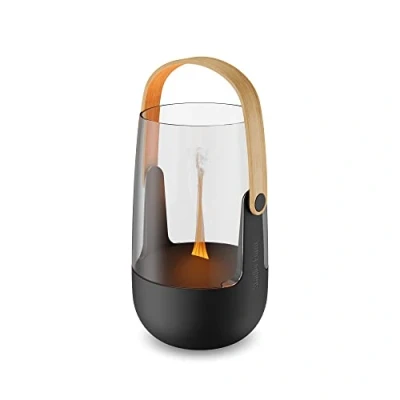 Immagine di Stadler Form Diffusore di aromi e lanterna Sophie, per interni ed esterni, emana oli essenziali a scelta, illuminati con effetto fiamma, funzionamento batteria fino 11 h, nero manico in bambù