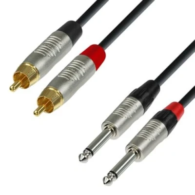 Immagine di Adam Hall Cables 4 STAR TPC 0300 Cavo audio REAN 2 x RCA maschio a jack mono da 6,3 mm 3 m