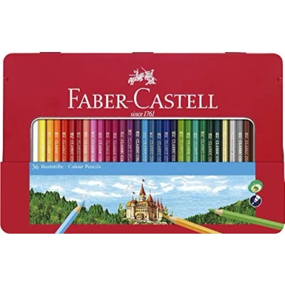 Immagine di FABER CASTELL Confezione di matite colorate multicolore custodia in metallo 36 Lápices Rosso