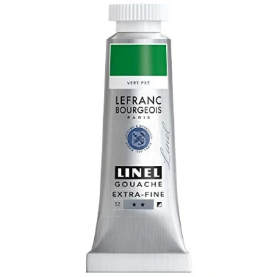 Immagine di Lefranc Bourgeois 301203 Linel Gouache Acquerelli extra fini e lisci con massima intensità di colore, luminosità per un&#039;applicazione senza striature, tubo da 14 ml Verde Prato