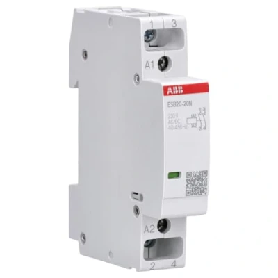Immagine di Contattore per installazione ESB20 20N 06, 2NA, 230AC/DC, montaggio DIN (Referenza: ABB 1SBE121111R0620), Bianco, Standard