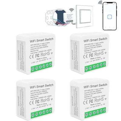 Immagine di QIACHIP interruttori della luce intelligenti wifi,16A mini interruttore wireless,Smart Switch WIFI,Compatibile con eWelink APP,Google Home