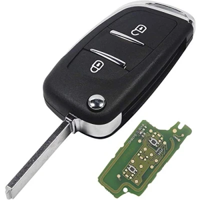 Immagine di ProPlip Chiave completa elettronica 2 pulsanti compatibile con Picasso C2 C3 C4 C5 C6 Peugeot 206 207 307 308 408 433MHz ce0536