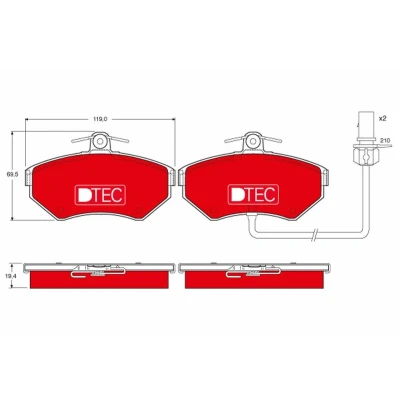 Immagine di TRW DTEC COTEC GDB1366DTE Kit pastiglie freno Con contatto segnalazione usura AUDI: A4 B7 Avant, B6 Sedan