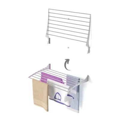 Immagine di foxydry Fold, Stendibiancheria da parete, Stendino Verticale, Pieghevole Interno e Esterno in Alluminio Acciaio 80x50x57 cm (80)