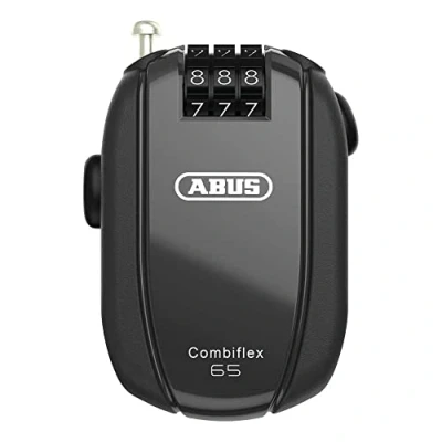 Immagine di Abus, antifurto a cavo ABUS Combiflex, per la sicurezza di sci, caschi, passeggini e bagagli, Trip 85, lunghezza 85 cm, spessore 3 mm, con codice numerico, giallo