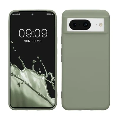 Immagine di kwmobile Custodia Compatibile con Google Pixel 8 Cover Back Case per Smartphone in Silicone TPU Protezione Gommata verde grigio