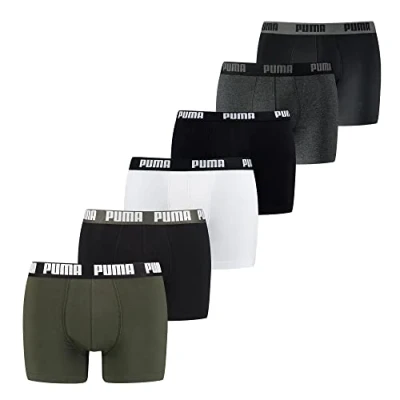 Immagine di PUMA Boxer da uomo, confezione 6 pezzi, Basic Boxer, cotone elasticizzato, Everyday, Verde/Nero/Bianco/Grigio, M