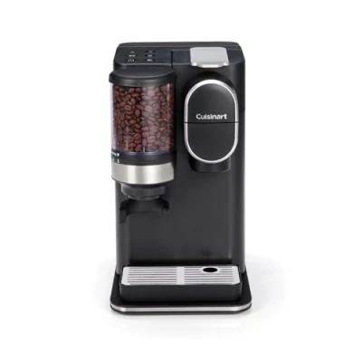Immagine di Cuisinart One Cup Grind And Brew Macchina da Caffè con filtro monodose Macinino conico in acciaio inox incorporato Regolazione dell&#039;intensità del caffè, 3 dimensioni di tazza Nero