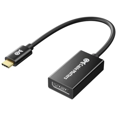 Immagine di Cable Matters Adattatore USB C a DisplayPort (Adattatore da DP) 1.4 Supporta la Risoluzione Fino 8K Compatibile con Porta Thunderbolt 3