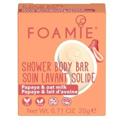 Immagine di Foamie Gel doccia solido per tutti i tipi di pelle con papaya e latte d&#039;avena che idrata intensamente la 100% vegan senza plastica 80 g