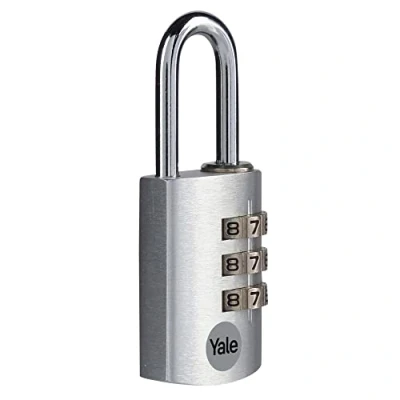 Immagine di Yale Lucchetto da viaggio a combinazione 3 cifre in alluminio YE3CB/28/126/1/S argento, corpo 28mm,