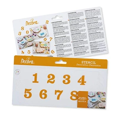 Immagine di Decora 9270910 Stencil Numeri da 0 a 9, 10 x 25 cm, Plastica, Trasparente