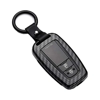Immagine di Happyit Cover per chiave auto, in ABS e fibra di carbonio, portachiavi chiavi keyless a 2 3 4 tasti (nero)