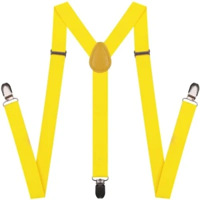 Immagine di NestNook Bretelle da uomo larghe 2,5 cm regolabili a forma di Y, traspiranti, comode per uomini e donne, Giallo, Taglia unica