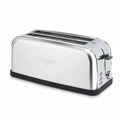 Immagine di H.Koenig Tostapane Speciale per Baguette 2 Fette TOS28 Ampie fessure, in Acciaio inox, 7 livelli di doratura, Scongelamento, Tostatura rapida e uniforme, Facile pulizia, 1500W