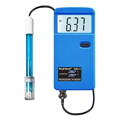 Immagine di PeakTech Misuratore di pH 5310 A con sonda elettrodi BNC sostituibile, adatto per piscina, acquario e laboratorio, P A, blu