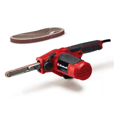 Immagine di Einhell Lima a nastro TC BF 500 E (500 Watt, velocità fino 1.700 m/min, blocco continuo, aspirazione della polvere integrata, elettronica di velocità, incl. 6 nastri abrasivi)