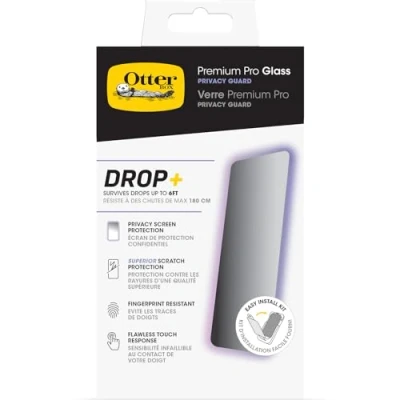 Immagine di OtterBox Pellicola protettiva in Vetro temperato Premium Pro Privacy per iPhone 15 con trattamento antimicrobico, Protezione antigraffio, graffi e cadute da 1.8m