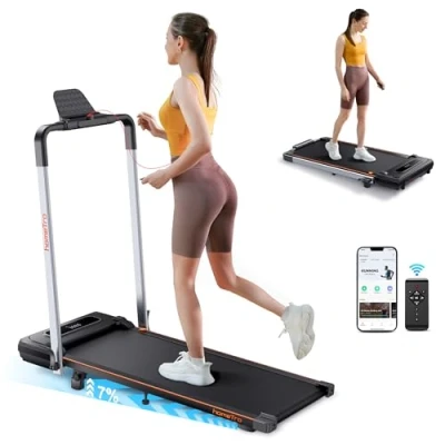Immagine di Tapis Roulant Elettrico Pieghevole Salvaspazio, 2 in 1 Inclinabile, Walking Pad con Pendenza 12KM/H, 2,25HP, Schermo LED &amp; Telecomando, App Fitshow, Max.110 KG, 39 * 100CM