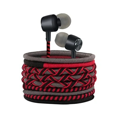 Immagine di URIZONS auricolari con cavo intrecciato microfono Cuffie e controllo del volume, suono basso potente, in ear compatibili la maggior parte dei dispositivi da 3,5 mm