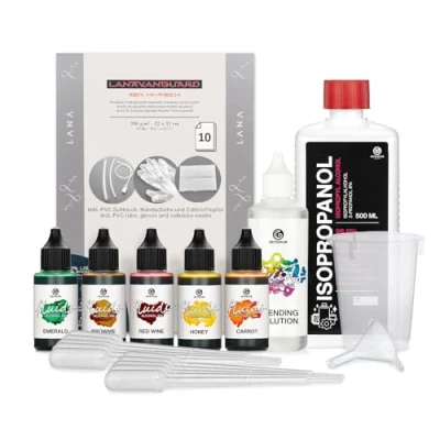 Immagine di Octopus 5 x 30 ml Fluids Alcohol Ink Set Completo LEAVES con Blending Solution, Paper e accessori per Fluid Art