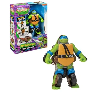 Immagine di Giochi Preziosi Turtles Veicolo Leonardo Tartarughe Ninja Caos Mutante, Moto Trasformabile In Action Figure 15 Cm, Per Bambini A Partire Dai 4 Anni