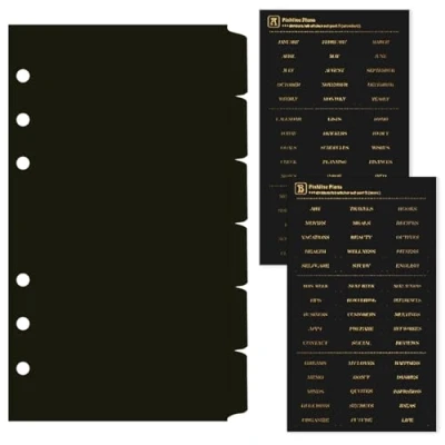 Immagine di DY.2ten 6 Fogli Nero Divisori Raccoglitori ad Anelli A6,6 Fori Plastica Divisorio Pagina Indice Tab,per A6 Quaderni Anelli, per Scuola o Ufficio(17cm x 9.4cm)
