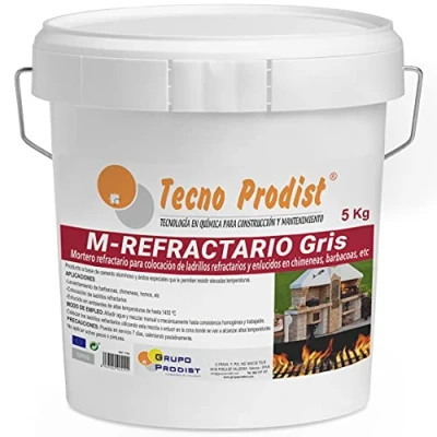 Immagine di M REFRACTARIO GRIS di Tecno Prodist (5 kg) Malta refrattaria speciale per mattoni refrattari e intonaci in ambienti che raggiungono alte temperature come barbecue, forni o caminetti