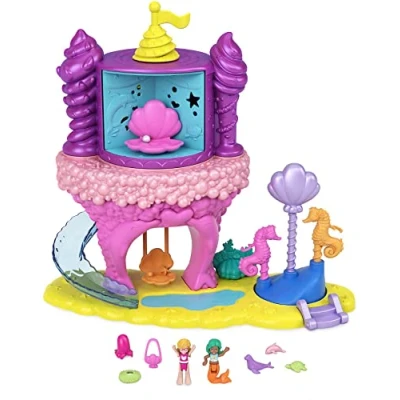 Immagine di Polly Pocket Playset Giostra del Lunapark Baia delle Sirene a Tema Sottomarico con Micro Bambole Polly, Sirenetta e Accessori, Giocattolo per Bambini 4+Anni, GYK42