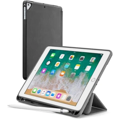 Immagine di Cellularline Folio Pen Custodia ultra protettiva con Alloggiamento per Apple Pencil Compatibile iPad (2018), Pro 9,7&quot; Nero