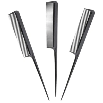 Immagine di com four® 3X Manico a Pettine in Nero, Impugnatura plastica con Spessore del Grosso, 20,5 cm