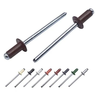 Immagine di Confezione da 100 rivetti ciechi verniciati 4,0 x 10 mm, testa a cupola, DIN 7337, in alluminio e mandrino acciaio, pop (100, marrone cioccolato RAL 8017)