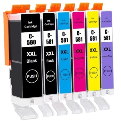 Immagine di LAIPENG PGI 580XXL CLI 581XXL Cartuccia d&#039;inchiostro Compatibile per Canon 580 581 XXL Pixma TS8150 TS8151 TS8152 TS8250 TS8251 TS8252 TS8350 TS9150 TS9155 TS8351 TS8352 (PGBK/BK/C/M/Y/PB,6 Pack)