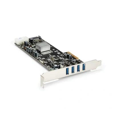 Immagine di StarTech.com Scheda PCIe USB 3.0 a 4 porte con canali dedicati 5Gbps (USB 3.2 Gen 1) UASP Alimentazione SATA / LP4 adattatore/Scheda di espansione PCI Express 4x (PEXUSB3S44V)
