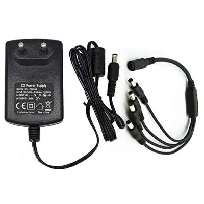Immagine di Adattatore di alimentazione da CA a CC 12V 2A con 4 cavi Split per telecamera CCTV Security DVR NVR Led Strip