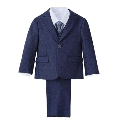 Immagine di Lito Angels Smoking Blu Completo Elegante per Bambino, Set 5 Pezzi (Giacca, Gilet, Camicia, Cravatta e Pantaloni) Taglia 2 3 Anni (Etichetta in Tessuto 03)
