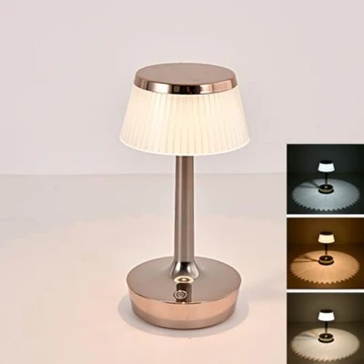 Immagine di Lampada Da Tavolo a Fungo Ricaricabile, in Cristallo Tattile Dimmerabile 3 Colori, Scrivania Piccola Portatile Metallo per Camera Letto Comodino Bar Ristorante