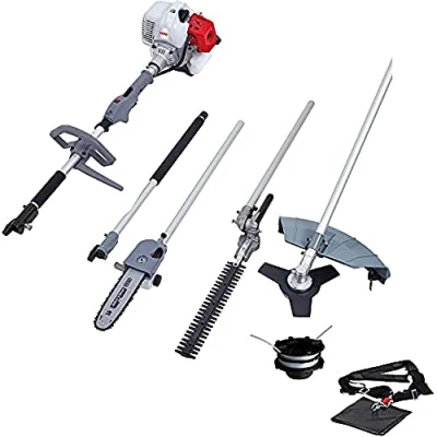 Immagine di IKRA utensile multifunzione a scoppio 4in1 IBKH 33: decespugliatore, tagliabordi, potatore, tagliasiepi telescopico incl. prolunga