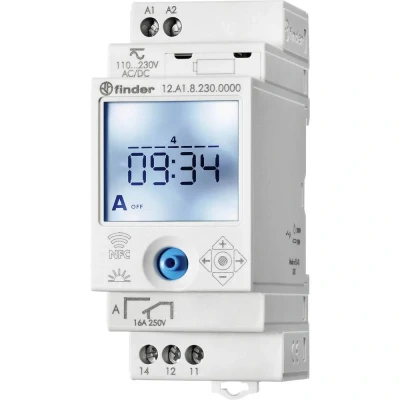 Immagine di Finder Temporizzatore per guida DIN Tensione di funzionamento: 230 V/AC 12.A1.8.230.0000 1 scambio 16 A 250 Astronomico, Programma settimanale
