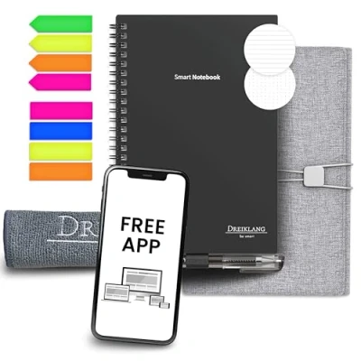 Immagine di Dreiklang be smart® Taccuino digitale riutilizzabile A5 Executive con custodia protettiva in tessuto come copertina scomparto a mano, passante per penna e interno organizzare