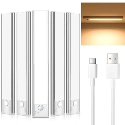 Immagine di JEKEMORYE Luce LED Sottopensile Cucina Luci Calda 20CM 5 Pezzi Viene Fornito con 3 Cavi di Alimentazione USB