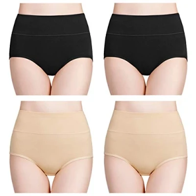 Immagine di wirarpa Slip da Donna in Cotone, a Vita Alta, Copertura Completa, Confezione Multipla M